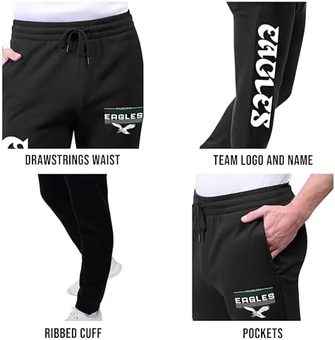 Ultra Game Adults NFL Official Super Soft Vintage Logo Jogger Sweatpants, Pittsburgh Steelers, Black, X-Large — view 3