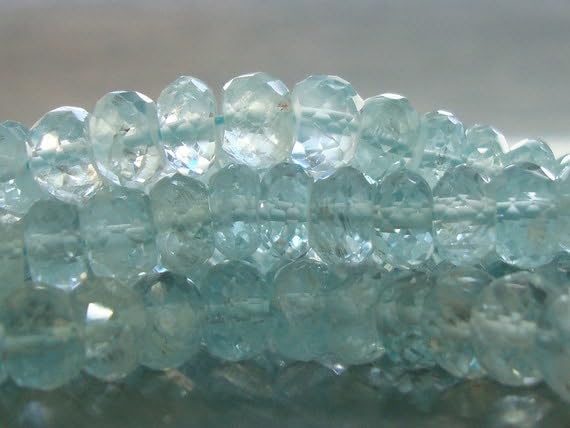 Aigue-marine micro-facettée perles rondelles 5mm pour création de bijoux raffinés