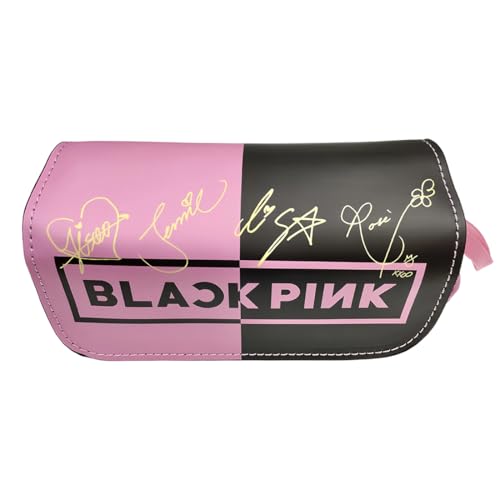 BCZR Pink Estuche De Lápices,Blackpink Merch,Anime Escolar Para Lápices,Gran Capacidad Niños Papelería Estuche Con Doble Cremallera Para Niños y Niñas Escuela Oficina Material