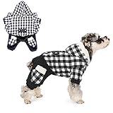PAWZ Road Camisa para Perros Abrigo a Cuadros Sudadera con Capucha Jersey con 4 Cuatro piernas Ropa de Invierno para Mascotas Chaqueta cálida y Suave para Perros pequeños y medianos Negro M