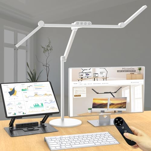 Image of Micomlan Architect Desk Lamp for Home Office, 24W Adjustable Led Desk Light with Remote, 1500LM Bright Dimmable Computer Table Light Rotatable Office Lamp with Base for Cafting Monitor