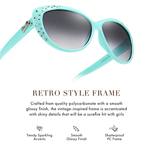 Image of Giselle Kids AGE 6-14 Rhinestone Cat Eye Sunglasses