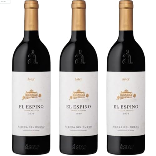 Áster El Espino Vino Tinto Crianza | Tinta del País con 14.5º Vol | Vino Español con Elegancia y Carácter | Servir entre 14ºC y 16ºC| 3 botellas