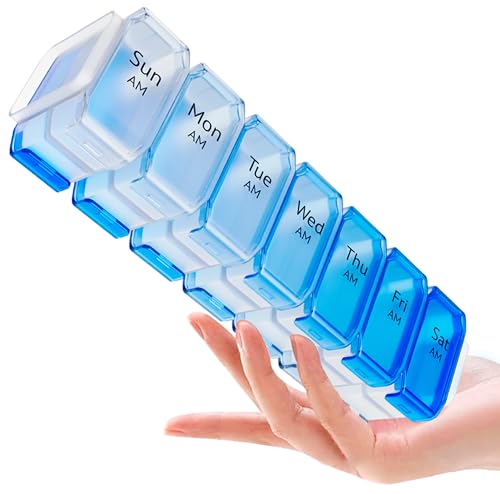 Image of Extra Large Pill Organizer 2 Times a Day - XL Pill Box 7 Day with Big AM /PM Compartments - Fits Large Vitamins, Supplements & Gummies, for 7 or 14-Day Use, Color-Coded, Senior-Friendly, No Spills