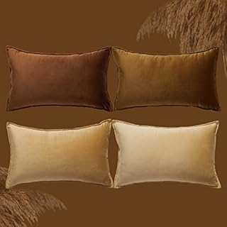 Topfinel Garden Sofa Cushion Covers 30 x 30cm Yellow Cushion Covers Autumn Small Cushions Set of 4 for Sofa Livingroom Velvet Scatter Decorative Pillow Case 12x12 inch