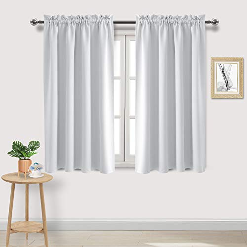 DWCN White Room Darkening Blackout Curtains - Thermal Insulated Privacy Energy Saving Window Curtain Drapes 52 x 45 inch Length, Set of 2 Bedroom Living Room Curtains