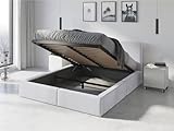Interbeds Letto matrimoniale imbottito Hilton con struttura, box contenitore, imbottitura idrofobica (bianco, 120x200)