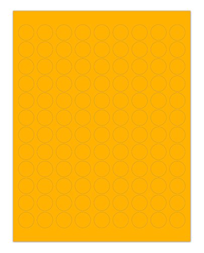 Chromalabel 0.75 Inch Round Printable Labels For Laser And Inkjet Printers, 2700 Stickers Per Pack, 108 Dots Per Sheet, Fluorescent Orange #TOP20