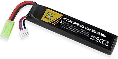 Airsoft Battery 11.1V Rechargeable 3S LiPo 2000mAh 30C Hobby Battery with Mini Tamiya & JST XH Connector for Airsoft Model Guns Rifle RC Car Drone