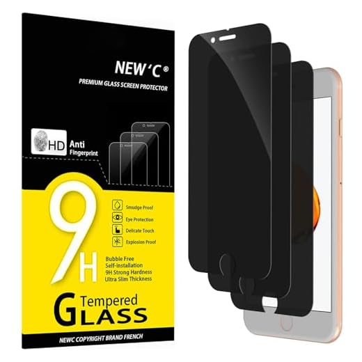 NEW'C 3 Stück, Sichtschutz Panzer Schutz Glas für iPhone 8 Plus, iPhone 7 Plus, Verbesserter 28-Grad-schutzwinkel, Ultra-Haltbare 9H Härte, Blasenfrei