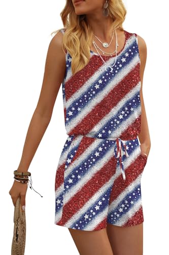 Image of DouBCQ Womens Summer Casual Sleeveless Loose Jumpsuits Romper with Pockets