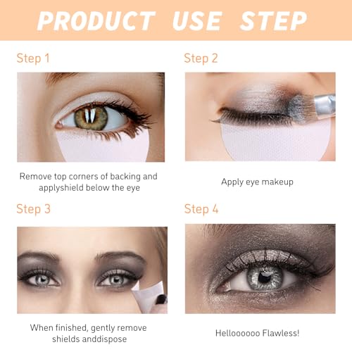 Image of TORMEN Eyeshadow Shields, Lint-Free Under Eye Pads, 50 Pcs | Lint-free eyeshadow stencil pads. Prevent fallout and residue. Makeup, eyelash extensions application. Portable, disposable.