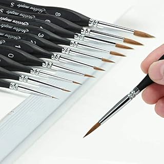 Fuumuui Miniature Fine Detail Art Paint Brush Set for modeling and games workshop Painting Watercolor, Oil, Acrylic, Nail, Face, Scale Model Painting, Line Drawing(10pcs)