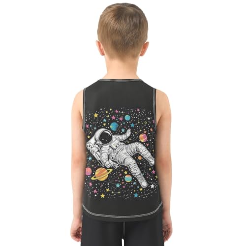 Astronaut Planets Stars Black Boys Tank Tops Sleeveless Tank Top Shirts Undershirts for Boys,3T3