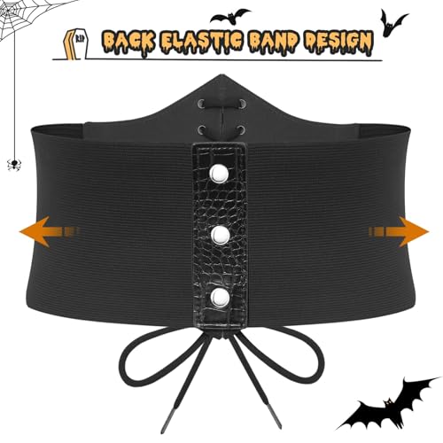 Corset Belt for Women Lace Up Elastic Leather Waist Corset Tied Waspie Belt for Renaissance Pirate Halloween Costume3