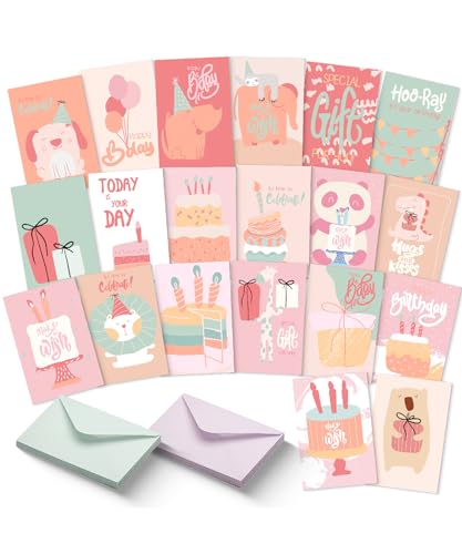 Mr. Pen Assorted Greeting Cards with Envelopes, 20 Pack - 4 x 6 Inches, Birthday and Greeting Card Pack, Box of Cards