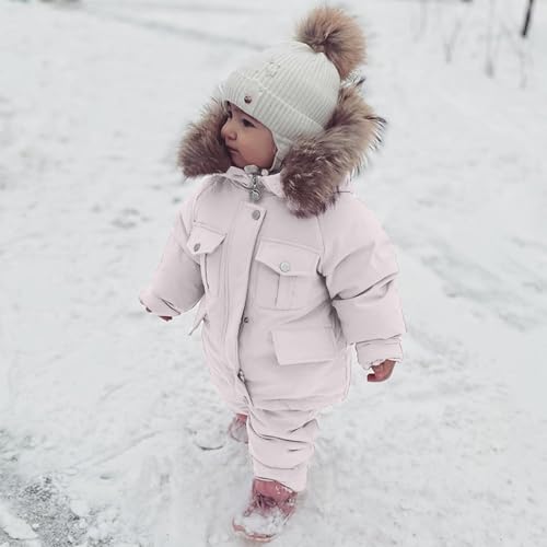 Kids 2-Piece Snowsuit Toddler Warm Hoodie Down Jacket Winter Coat + Snow Bib Pants Ski Suit Windproof Snow Suit Outfits4