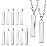 ADLABLD 12Pcs Stainless Steel Rectangle Pendant Necklace Bar Necklace for Men Engravable Stainless Steel Rectangular Pendants for Birthday and Christmas Gifts