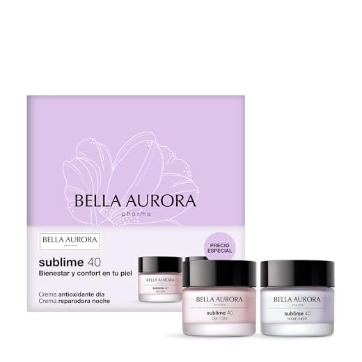 BELLA AURORA - Pack Sublime 40, Crema Antioxidante Día 50ml + Crema Reparadora Noche 50ml, Tratamiento Antiedad e Iluminador, +40 Años, Atenúa Arrugas y Líneas de Expresión, Unifica y Aclara Piel