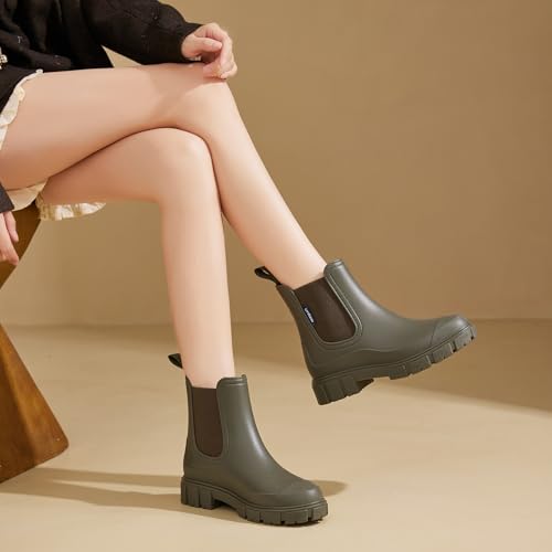 Image of WOWSTICK Women's Ankle Rain Boots Waterproof Lightweight Slip Resistant Fashion Garden Booties