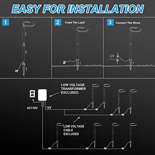 Moon Bay L03547-Na X 2 Landscape Path Light, Low Volt 2.5W White Led, Waterproof For Outdoor Die Cast Aluminum Body And Frost Shade With Plastic Spike, (2Pack, Matt Black #TOP5