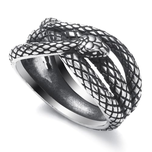 Bague serpent acier homme inoxydable qui ne rouille pas style gothique noir