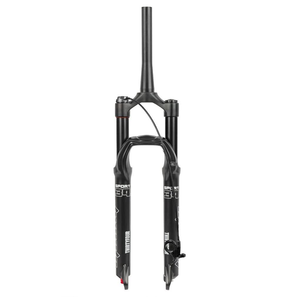 MTB Air Vork 26 27.5 29 Inch Bike Verende Vork Reizen 100mm Demping Verstelbare Taps Toelopende Buis Voorvorken QR 9mm XC Handmatige Lockout (Color : Black, Size : 27.5