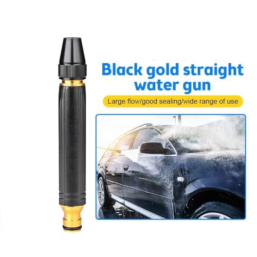 Image of High Pressure Water Spray Gun for Car & Bike Wash - Adjustable Brass Jet Nozzle for 1 /2 inch Hose Pipe | Garden, Window, and Outdoor Cleaning Tool (Black, 18 x 2.7 cm)