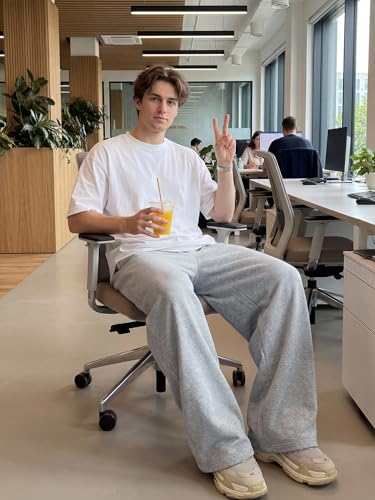 Image of Mens Baggy Sweatpants Wide Leg Casual Elastic Waist Drawstring Athletic Loose Jogger Fall Sweat Pants with Pockets