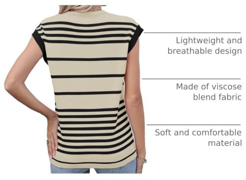 Image of AKEWEI Sweater Vest Women Sleeveless Knitted V Neck Cap Sleeve Pullover Tank Tops 2025 Summer Fall Fashion Causal Trendy