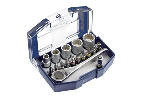 Preisvergleich Produktbild kwb Bit-Box - 17-teiliges Set mit Bits und Umschalt-Knarre - Robuste Kunststoff-Box mit Gürtelclip