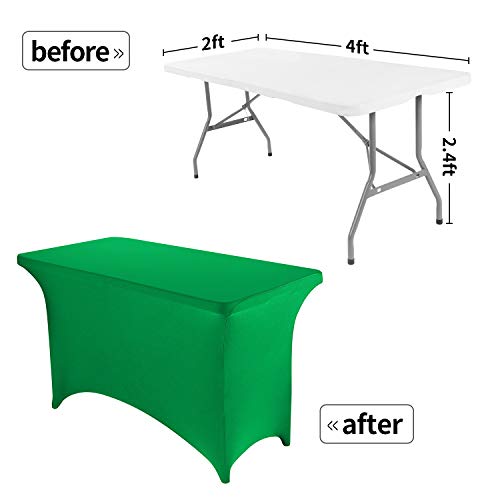 Image of Peomeise 4FT Spandex Table Cover Rectangular Stretch Spandex Tablecloth (Emerald,4FT)