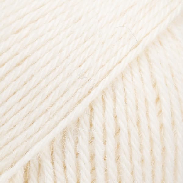 Weiche superfeine Alpaka- und Wollmischung, Tropfen Nord, 2 oder fein, Griffgewicht, 4-lagig, 51 g, 180 Meter pro Knäuel (01 Off White)