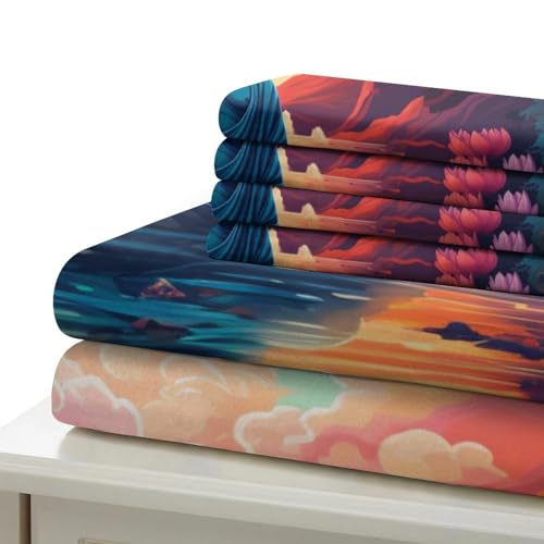 Literie Bouddha 3D microfibre parure 3pcs housse de couette single - 6