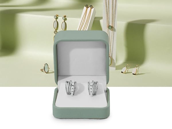 Velvet Earring Gift Box Earring Box Jewelry Gift Case for Birthday,Wedding, Valentine's Day Mother's Day (Green)
