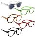 LUR Cat Eye Reading Glasses for Women - 5 Pack Readers Include Reading Sunglasses +2.00