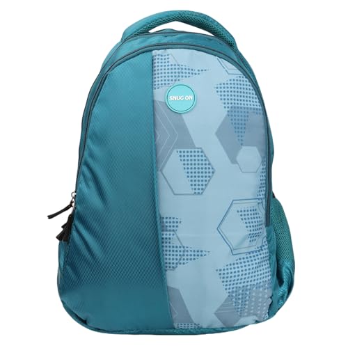 Image of Printed Backpack for School, Office & College | Polyester Turquoise Tuition Case for Adults| Comfortable Bags for Girls & Boys | Carry-On with Bottle Holder Pocket - 2 Main Compartments