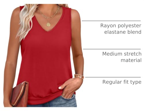Image of ANRABESS Women Tank Tops Summer V Neck Sleeveless Casual Loose Fit Cute Cami Basic T Shirts Solid Tees 2026 Trendy Outfits