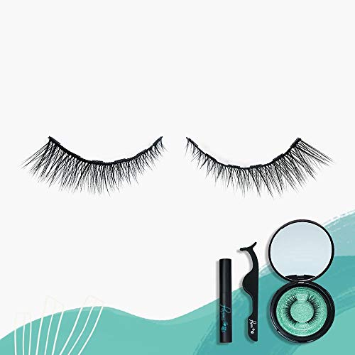 Reusable Magnetic Lash and Liner Set, Natural Babydoll Shape, Lady Look Lashes, Strong Magnetic Hold Liner that Locks the Lash Securely, Comes with Tweezers and Cute Mirror - Popmi Polka