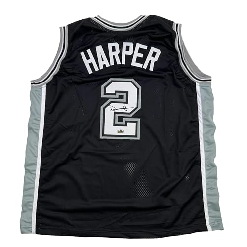 Facsimile Autographed Dylan Harper San Antonio Black Reprint Laser Auto Basketball Jersey Size Mens XL
