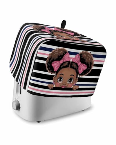 Abstrac Toaster Cover 4 Slice, Pink Bow Cute Girl Bread Maker Dust Cover with Pockets for Kitchen Small Appliance 12x11x8in