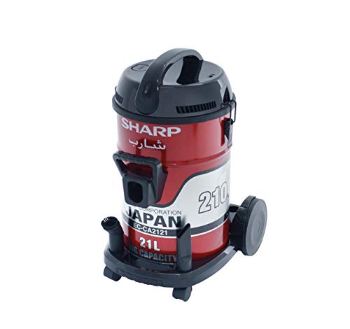 SHARP Pail Can Vacuum Cleaner 2100 Watt, Capacity 21 Liter, Blower Function, Cloth Filter, Japanese Technology Red EC-CA2121-X