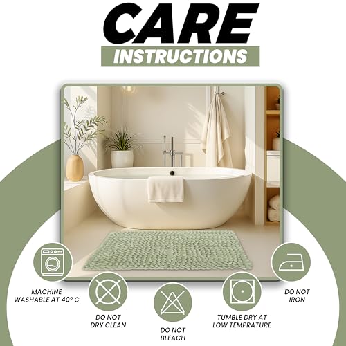 Olivia Rocco Jumbo Loop Bath Mat Non Slip Water Absorbent Rug for Shower & Toilet Large Size Floor Mats Wet Areas Quick Drying, Sage Green - Cosy Home Interiors Olivia Rocco Jumbo Loop Bath Mat Non Slip Water Absorbent Rug for Shower & Toilet Large Size Floor Mats Wet Areas Quick Drying, Sage Green - Image 6
