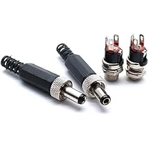 2 Sets 5.5mm x 2.5mm Male DC Power Plug Connector & Screw Lock Female Panel Socket Mount Adapter