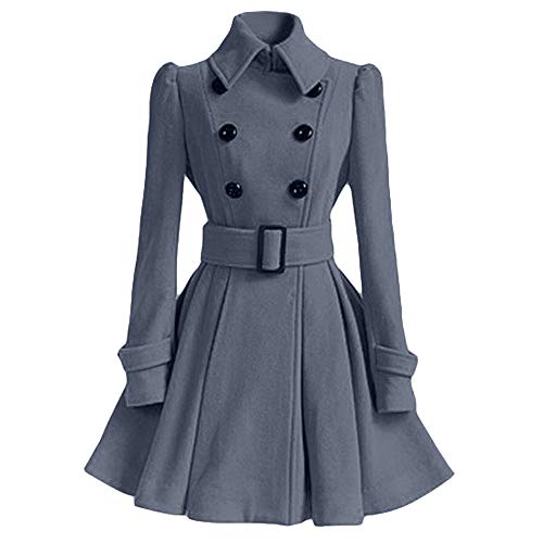 Duffle-Coat Style Jupe Hiver Femme,Overdose Casual Trench Classique Manteau Long avec Ceinture Outwear
