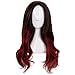 Morvally Women's Girls Long Wavy Two Tone Ombre Brown Dark Red Color Synthetic Wig for Cosplay Costume Halloween Party Wigs