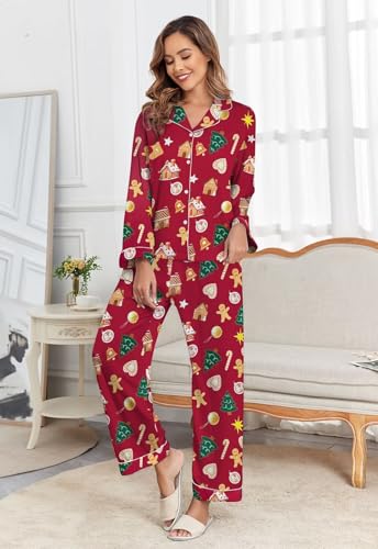 Image of Brosloth Women's Silk Satin Pajamas Pjs Sets Cute Lace Pattern Two Piece Loungewear Set Button Up Pajamas Sleepwear Black
