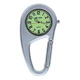 Klox Unisex-Adult Clip On Carabiner Fob Watch Luminous Dial Ideal Doctor Nurse Extra Battery Silver