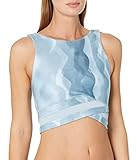 Sweaty Betty Women's All Day Wrap Waist Yoga Tank Top Shirt, Blue Vintage Wave Print, Small