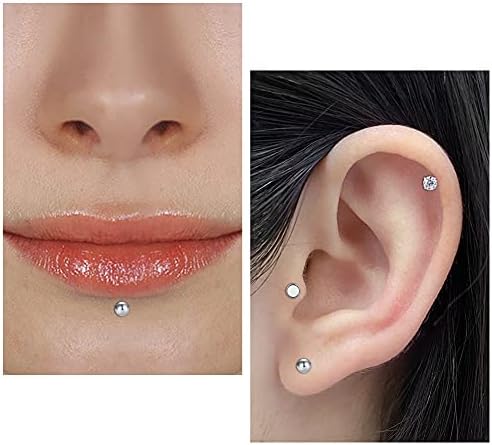 Set De 10 Piercings Stud De Acero Inoxidable 16g – Para Labret, Tragus, Cartílago | Lote De Pendientes Bulk Para Helix
